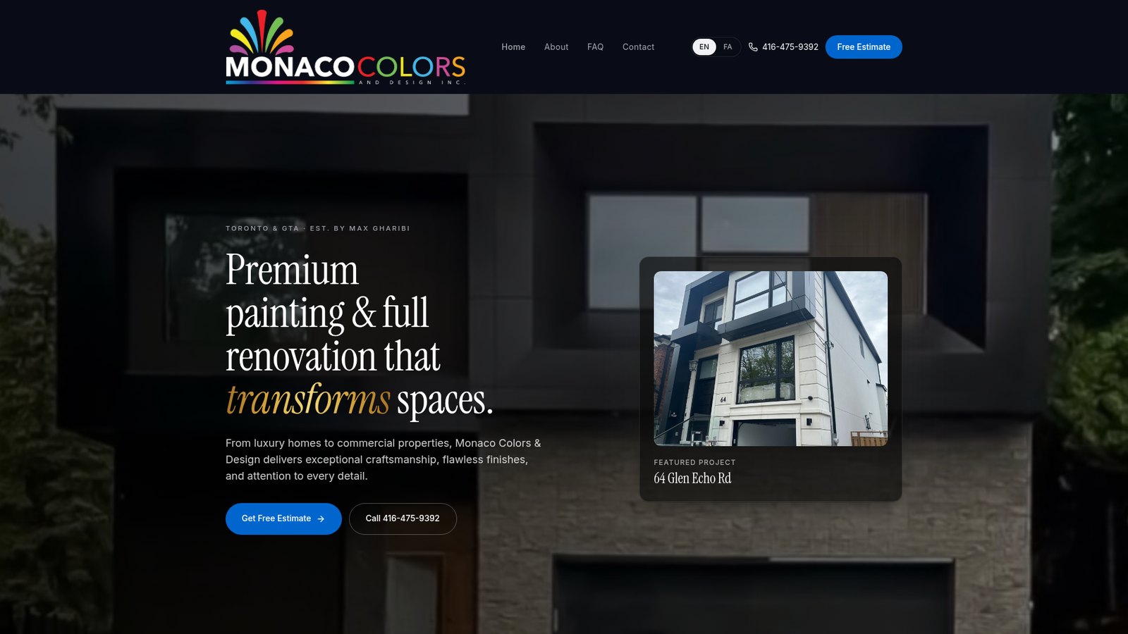 Monaco Colors & Design website homepage