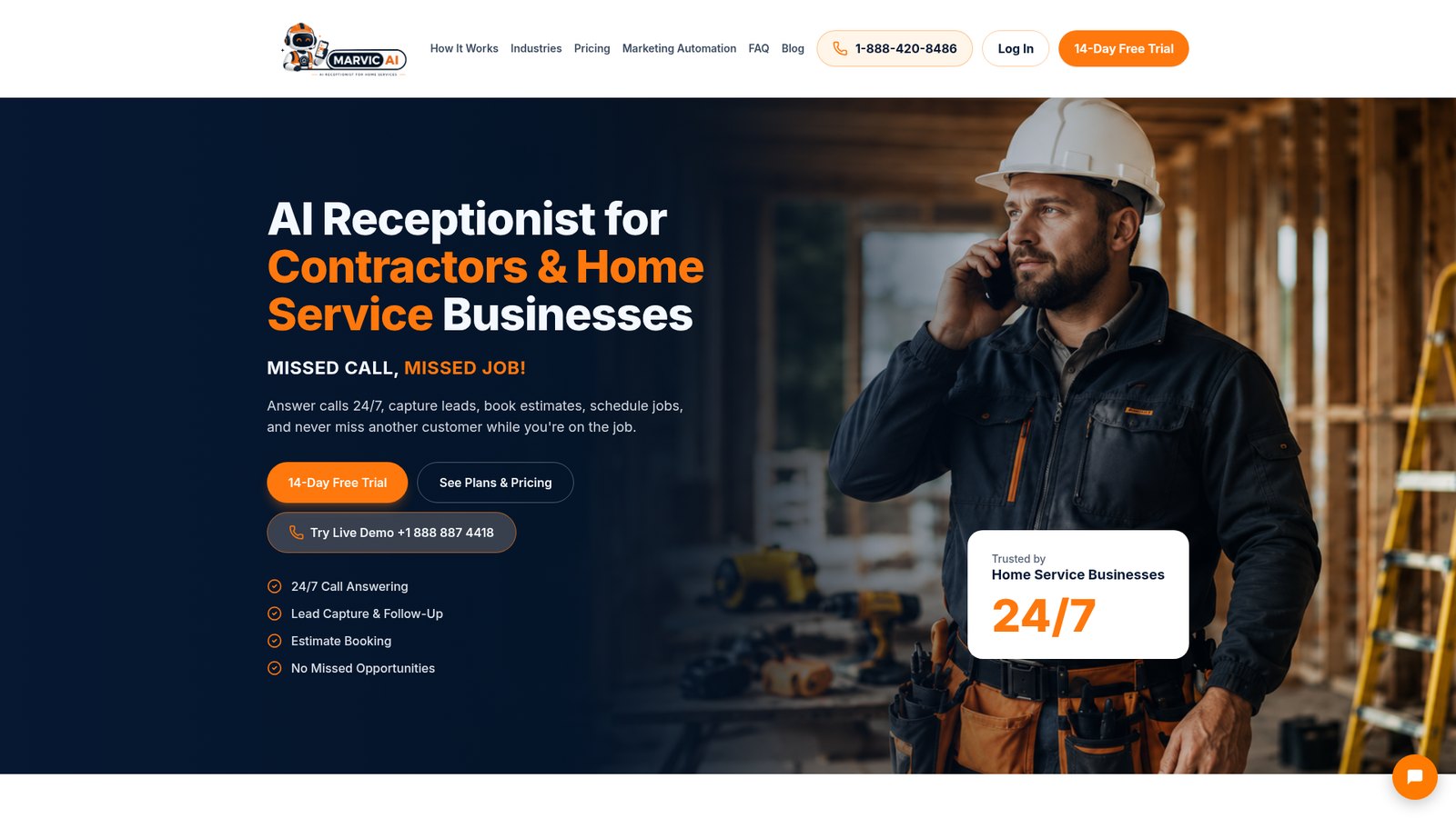 Marvic AI website homepage