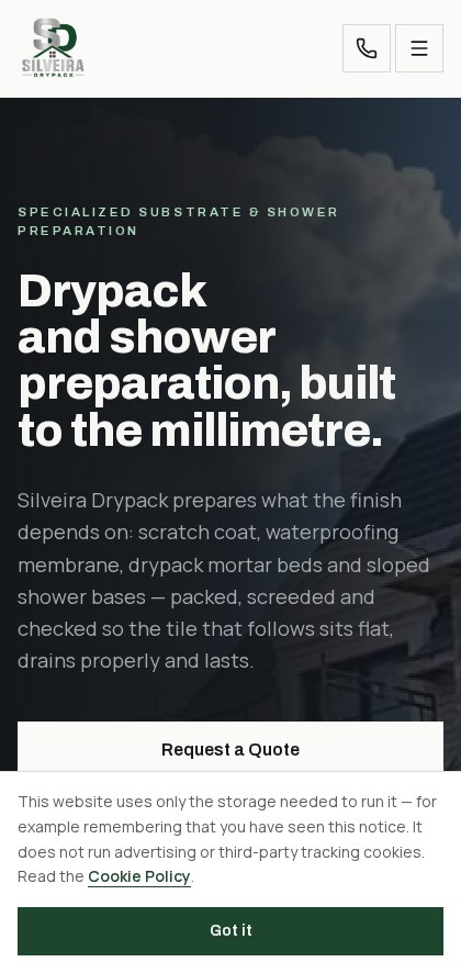 Silveira Drypack website on mobile
