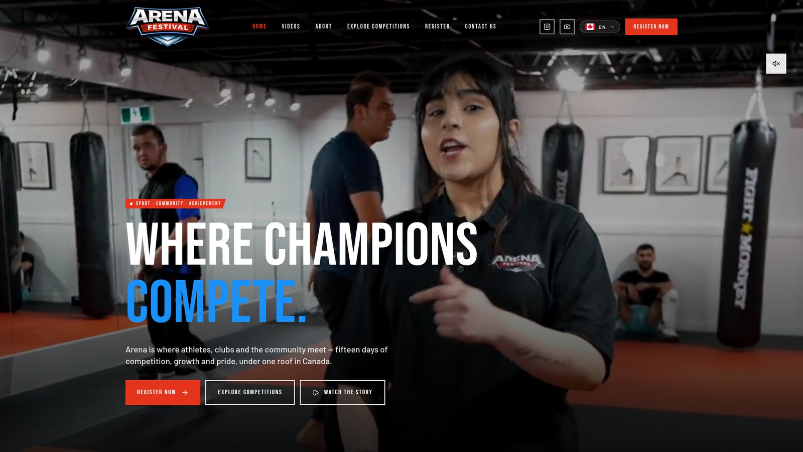Arena Festival website homepage