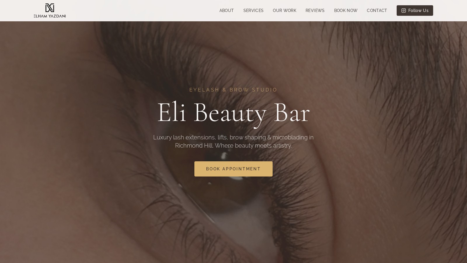 Eli Beauty Bar website homepage